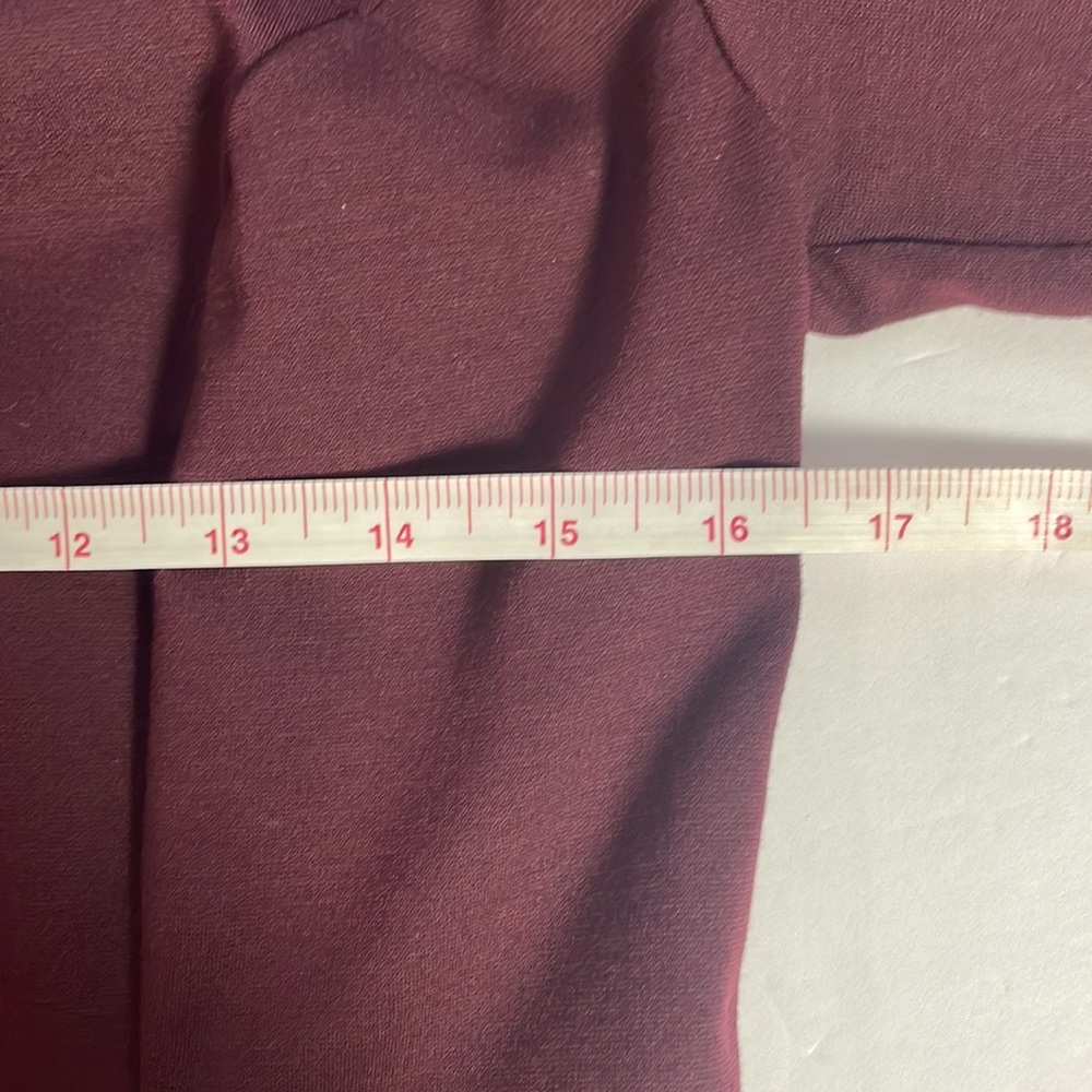 Talbots Ponte Knit 3/4 Sleeves Plum Burgundy Dress Cowl Neck Midi Stretch Size 8 - Picture 14 of 16